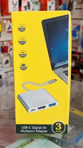 Adaptador USB-C 3 em 1 para HDMI 4K + USB 3.0 + USB-C - Novo