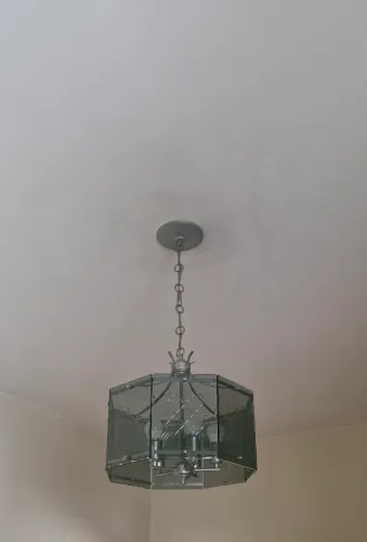 Lustre Pendente Vintage Década De 70 Vidro Fumê Lapidado Octogonal 