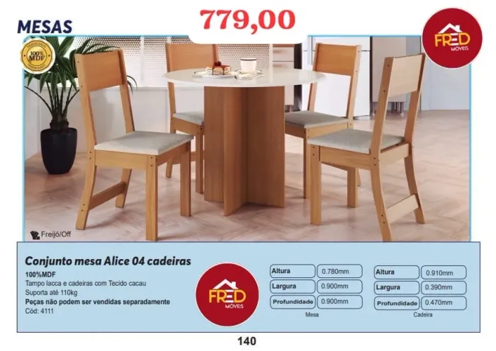 Mesa de jantar promoção