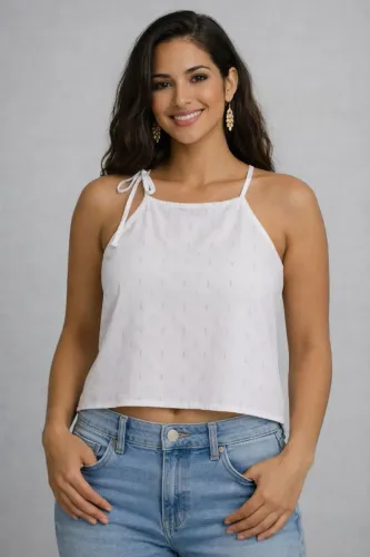 Blusa Branca de Alças com Amarração Lateral | Hering | Tam G