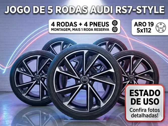 Rodas Audi RS7 Aro 19 Furação 5x112 | 5 Rodas + Pneus