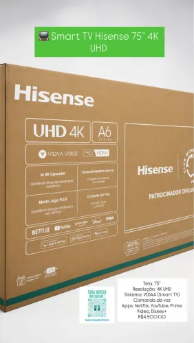 Smart tv Hisense 75 Polegadas 4k Nova lacradas 
