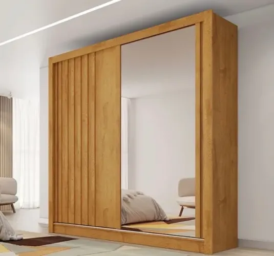 Guarda-Roupa Casal Elegance 2 Portas de Correr com Espelho e 4 Gavetas