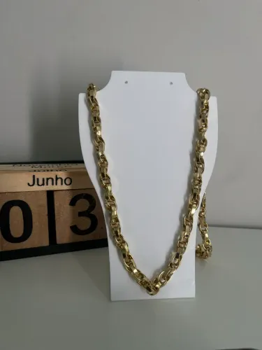 Corrente Baguete Dupla 8mm banhada a ouro masculina