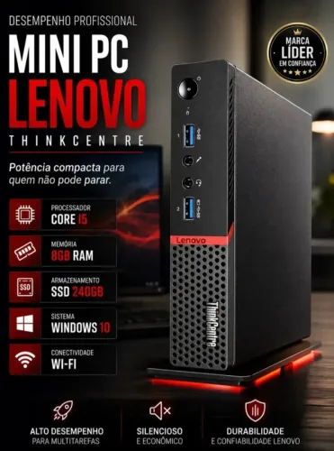 MINI PC COMPUTADOR LENOVO M900 ThinkCentre Intel Core i5 6600T vPro + 8GB DDR4 + SSD 240GB