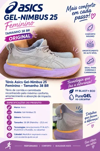 Tênis Asics Gel-Nimbus 25 Feminino Tam 38 Original