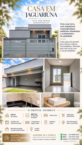 CASA À VENDA EM JAGUARIÚNA ? R$ 750.000