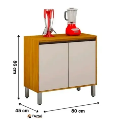Balcão Eduarda 80 Cm 2 Portas Em Mdf Cor cinamomo/off CHF Moveis
