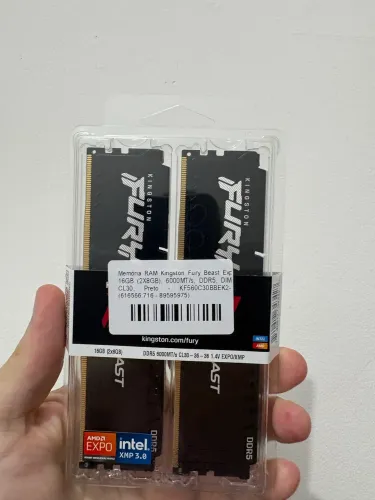 Memória RAM Kingston Fury Beast Expo, 16GB (2X8GB), 6000MT/s, DDR5, DIMM, CL30