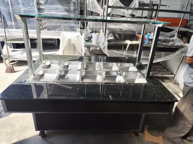 BUFFET SELF SERVICE PARA 10 GNS 1/2 QUENTES 1,25 X 1,20 X 1,45 WS SOLUÇÕES INOX