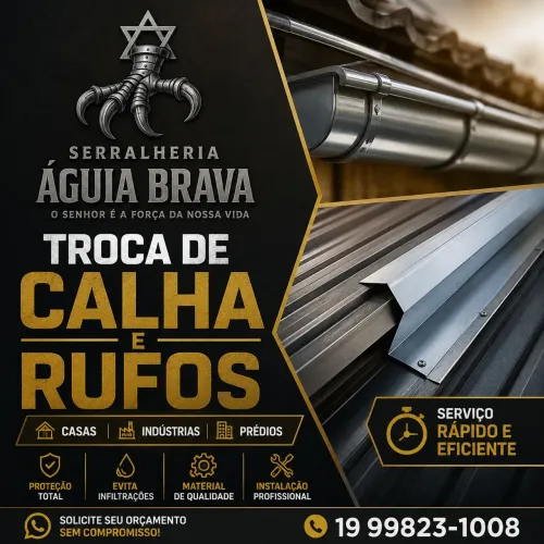 Calhas, Rufos e Condutores com Pintura Eletrostática | Instalação Completa