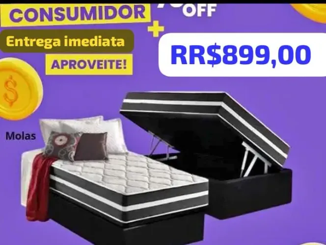 Box baú solteiro!! E box baú com colchão em promoção!!
