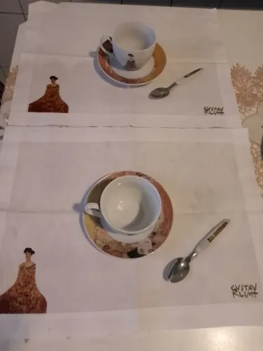 Jogo americano xícara pires e colher caras gystay klim.