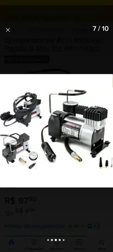Mini compressor veicular 12v pra encher pneus