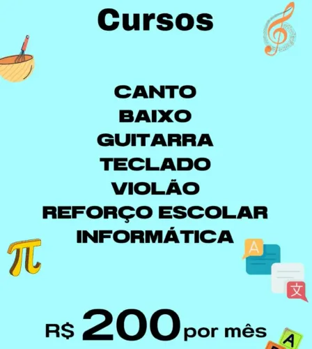 Aulas de Violão, Canto, Teclado, Inglês, Reforço, Informática!