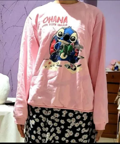 Moletom Rosa Lilo e Stitch Ohana Novo