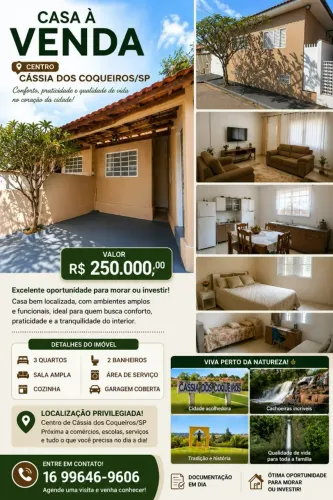 venda de casa em Cássia dos Coqueiros SP