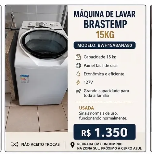 Máquina de Lavar Brastemp 15 kg