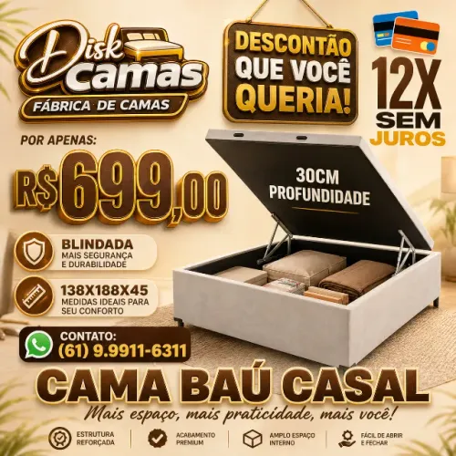 CAMA BAÚ CASAL - CONFORTO E ESPAÇO! DIRETO DE FÁBRICA!