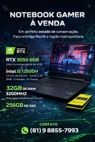 Notebook Gamer - HP VICTUS - INTEL I5 - RTX 3050 6GB - 32GB DE RAM