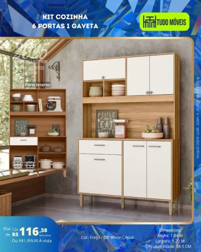 Kit cozinha 6 portas 1 gaveta