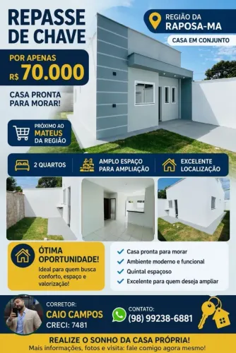 PASSO CASA NA RAPOSA - CASA NOVA - PRONTA PRA MORAR - CHAVE