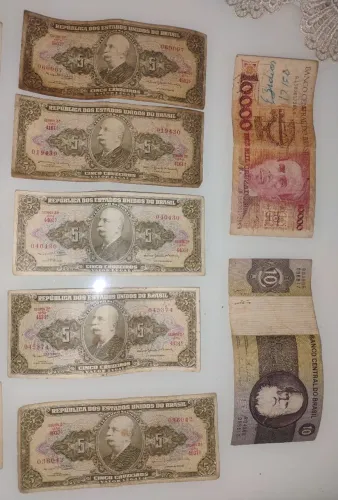 Notas antigas Brasil numismática cruzeiro cruzado 