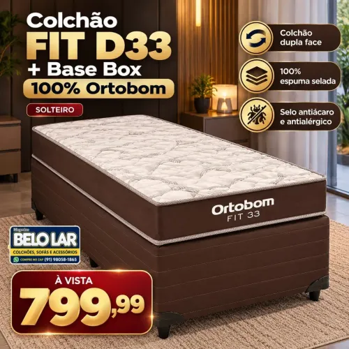 Colchão Espuma D33 + Base 100% Ortbom Tem na Belo Lar