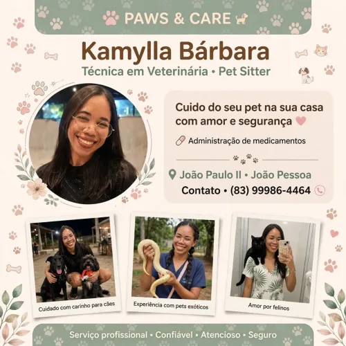 Pet Sitter - Cuido do seu Pet na sua Casa - Tec. Veterinária - João Paulo II