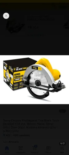 Serra Circular Elétrica The Black Tools 185mm 1100 W, 220 V Cor Amarelo