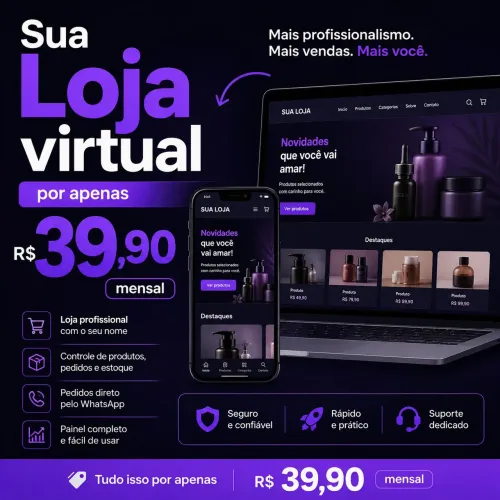 Sua Loja virtual por 39,90 Mensal