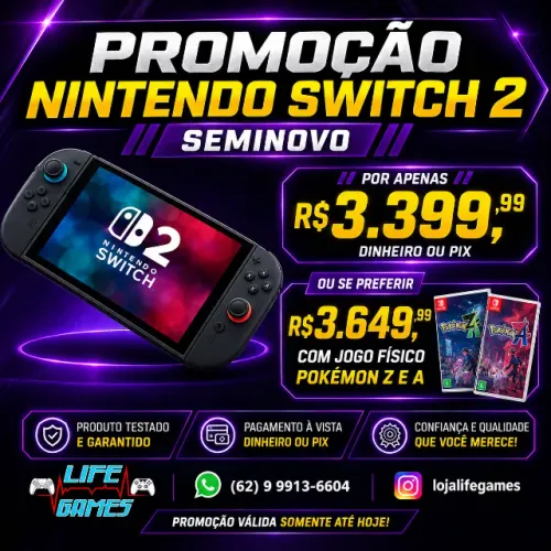 Nintendo Switch 2 seminovo c/ garantia, loja física