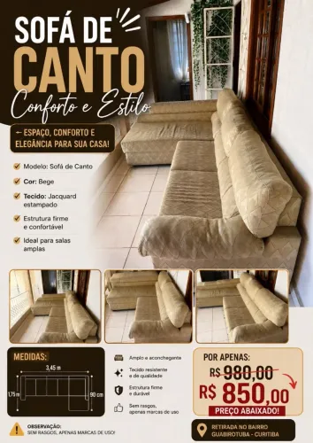SOFÁ DE CANTO BEGE