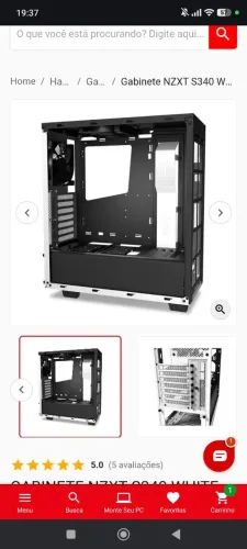Gabinete Gamer NZXT S340 em excelente estado