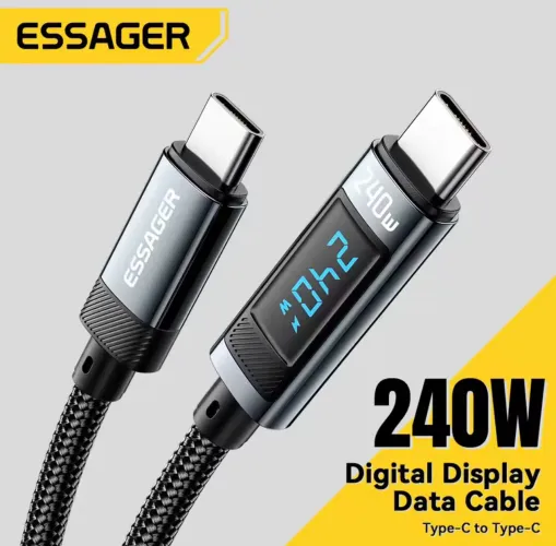 Cabo USB-C Essager 240W Novo Original - Ultra Rápido