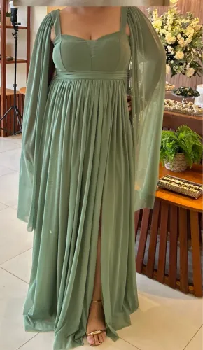 Vestido festa verde oliva