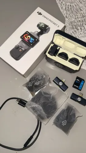 Combo Creator DJI Osmo Pocket 3 + Hollyland Lark M2 + Cartão 64GB