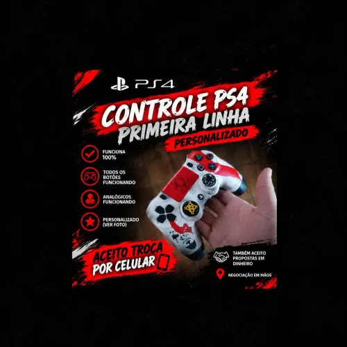 Controle PS4 primeira linha novo