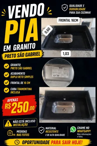 Pia em granito preto são Gabriel 