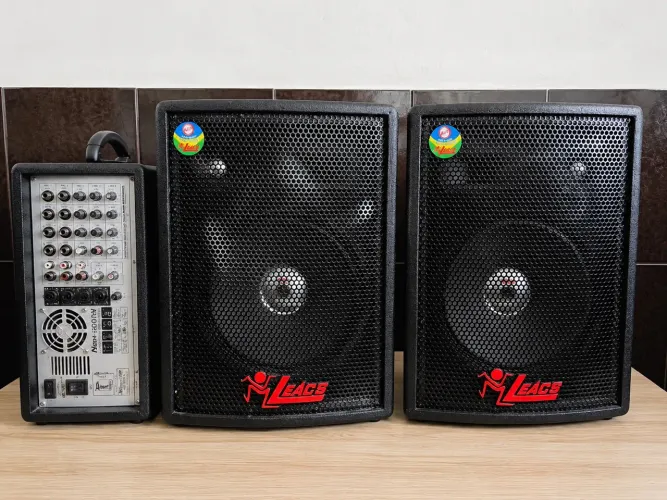 Sistema de Som Profissional Leacs - 2 Caixas + Amplificador