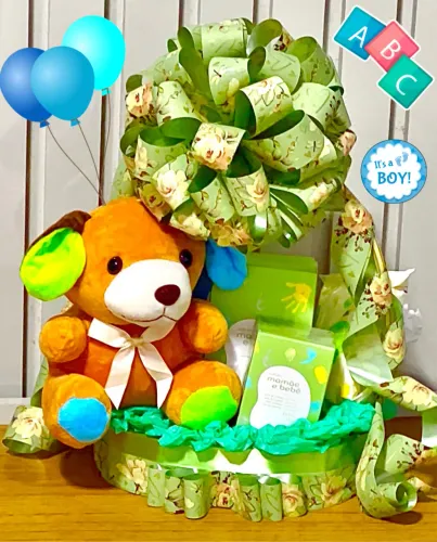 Cestas. Cesta Baby Natura. C/ Ursinho. Perfume. Sabonetes. Lenços Umedecido R$:229,99