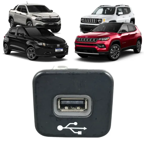 Entrada USB Fiat Argo Toro Jeep Compass Renegade 2020 2021