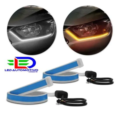 Fita Led Flexivel para Farol DRL Branco com Pisca Amarelo