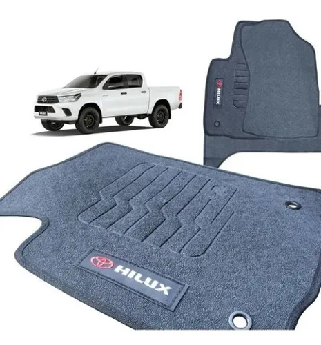 Jogo Tapete Hilux Cabine Dupla 2005 à 2015 - Preto Borracha Pvc