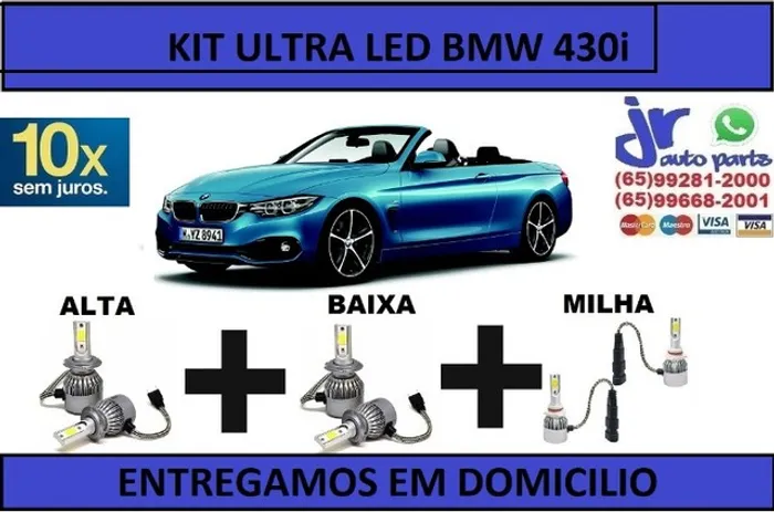 Kit Lampada Ultra LED (Alta/Baixa/Milha) BMW 430i 6000K 12V 24V