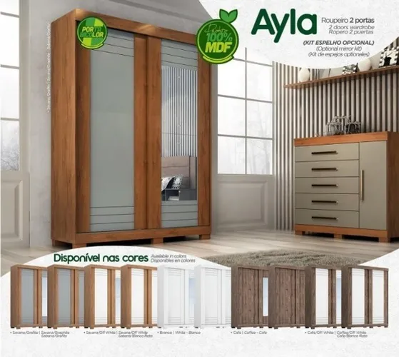 Mix de Ofertas!! Roupeiro Ayla com Portas de Correr (100% MDF)