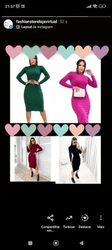 Vestido MIDI manga longa preto, nude, onça,bordo,verde, rosa Tam único