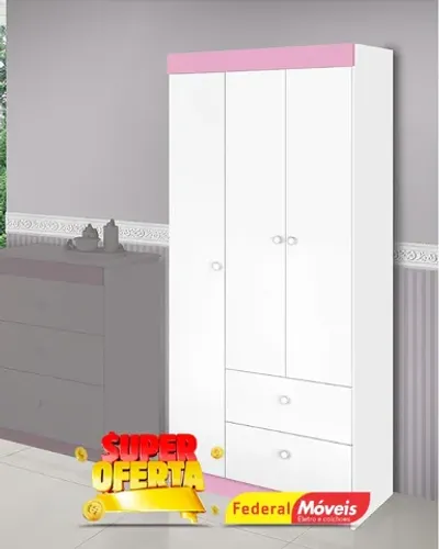 Guarda Roupa Infantil 3 Portas 2 Gavetas Super Lindo Fazemos Entrega 