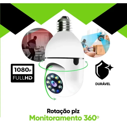 Lâmpada Ip Wifi Com Visão Noturna Interna Externa App Yoosee Espiã 360º Cor Branco