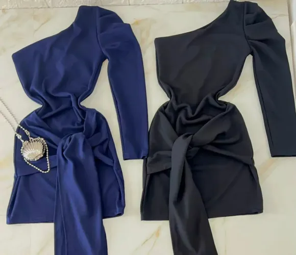 Vestido Alfaiataria de Festa - Azul e Preto